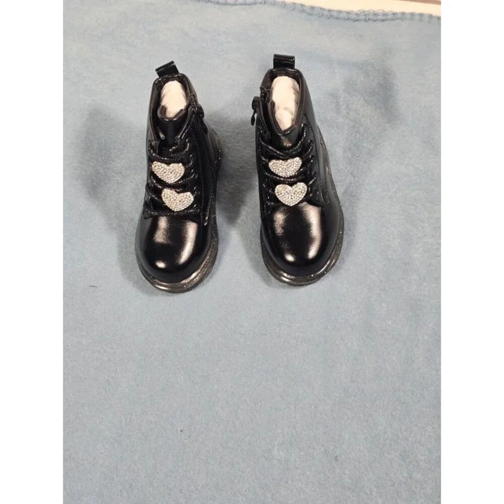 Olivia Miller Toddler Girls Space Case Flat Heel Lace Up Pink Boots Size 5M NEW